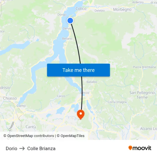 Dorio to Colle Brianza map