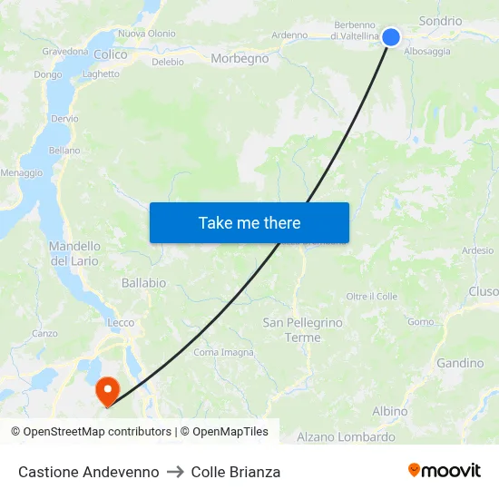 Castione Andevenno to Colle Brianza map