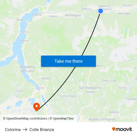 Colorina to Colle Brianza map