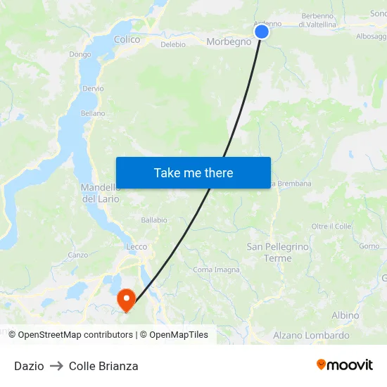 Customs to Colle Brianza map