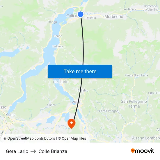 Gera Lario to Colle Brianza map