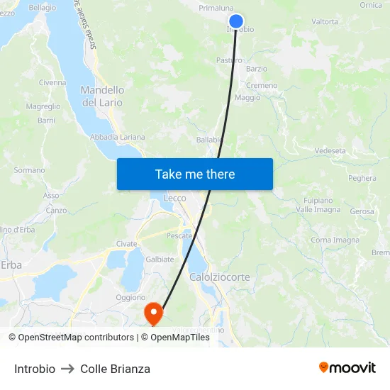 Introbio to Colle Brianza map