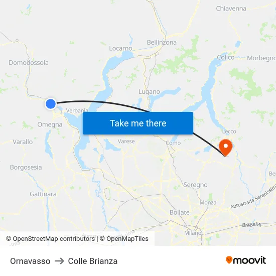 Ornavasso to Colle Brianza map