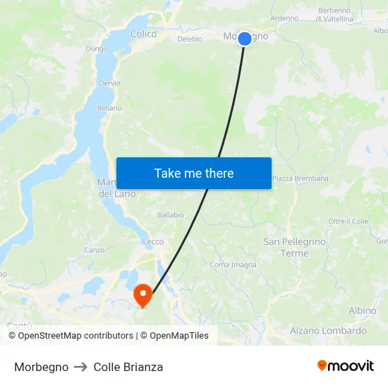 Morbegno to Colle Brianza map