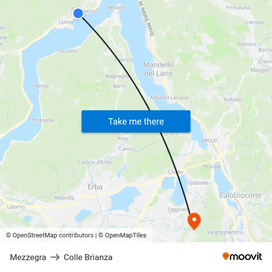 Mezzegra to Colle Brianza map