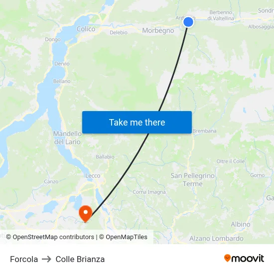 Forcola to Colle Brianza map