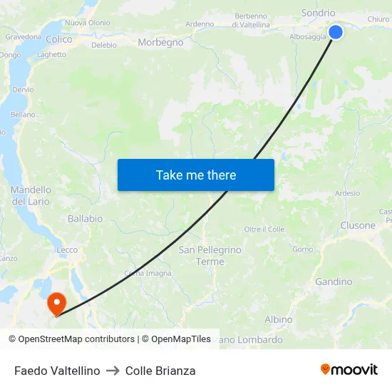 Faedo Valtellino to Colle Brianza map