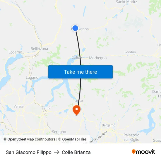 San Giacomo Filippo to Colle Brianza map
