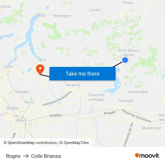Rogno to Colle Brianza map
