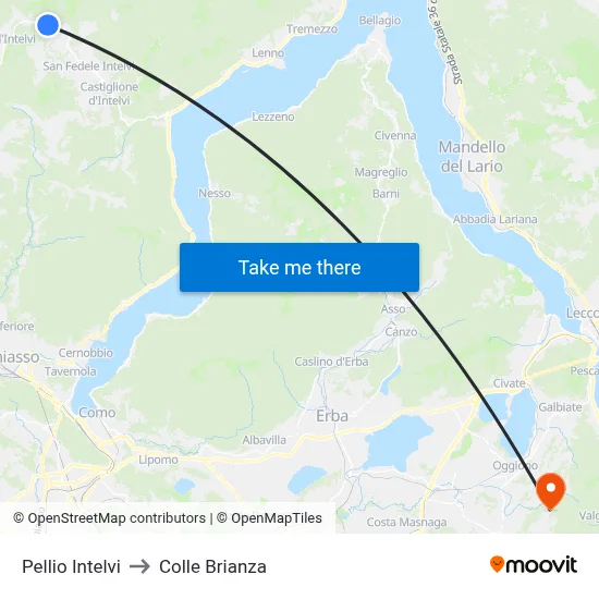 Pellio Intelvi to Colle Brianza map