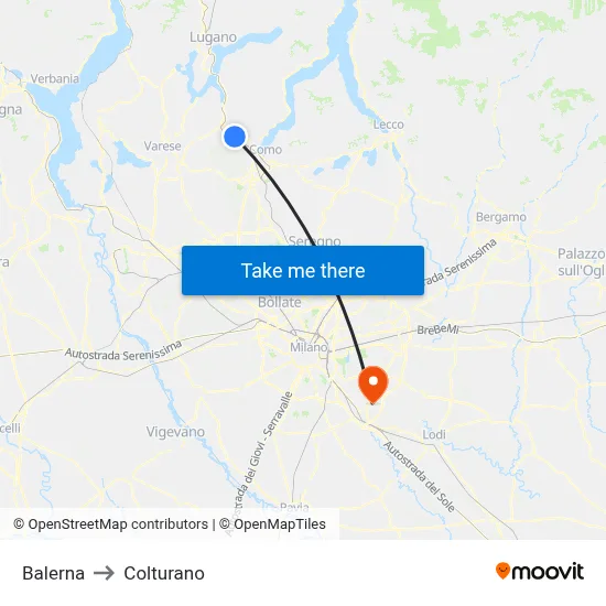 Balerna to Colturano map