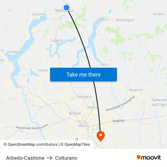 Arbedo-Castione to Colturano map