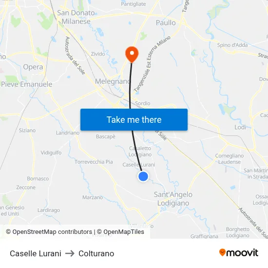 Caselle Lurani to Colturano map