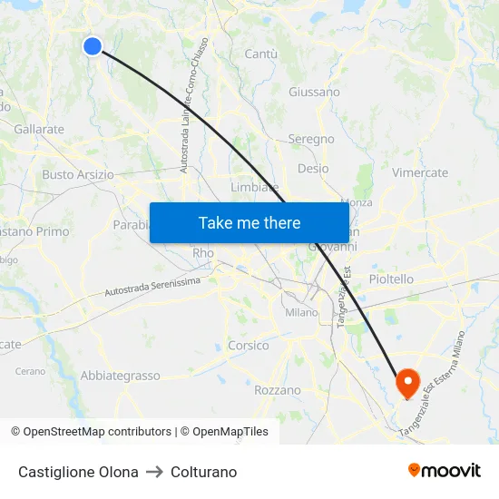 Castiglione Olona to Colturano map