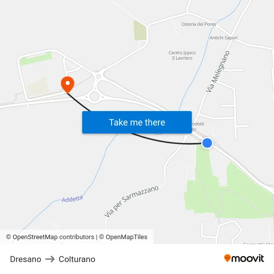Dresano to Colturano map