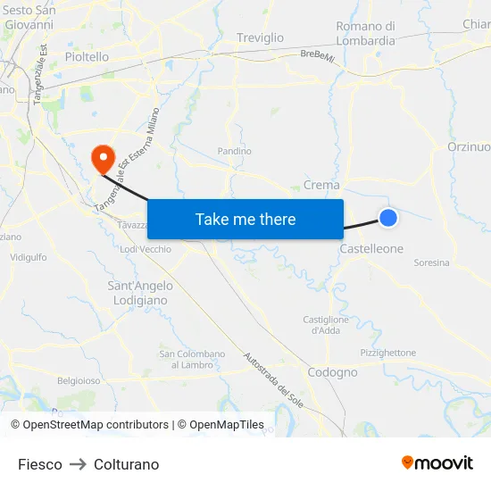 Fiesco to Colturano map
