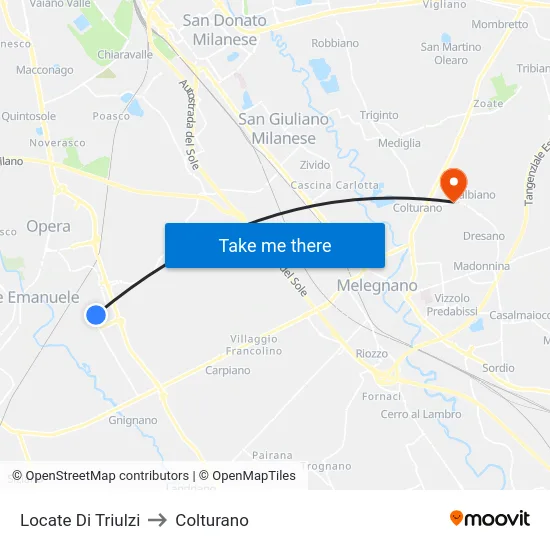 Locate di Triulzi to Colturano map