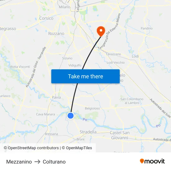 Mezzanino to Colturano map