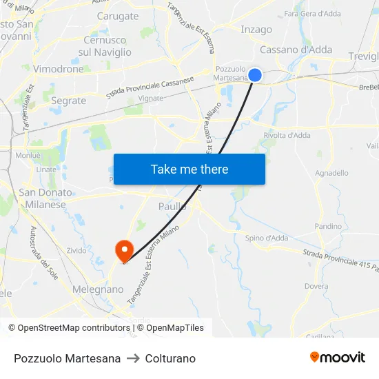 Pozzuolo Martesana to Colturano map
