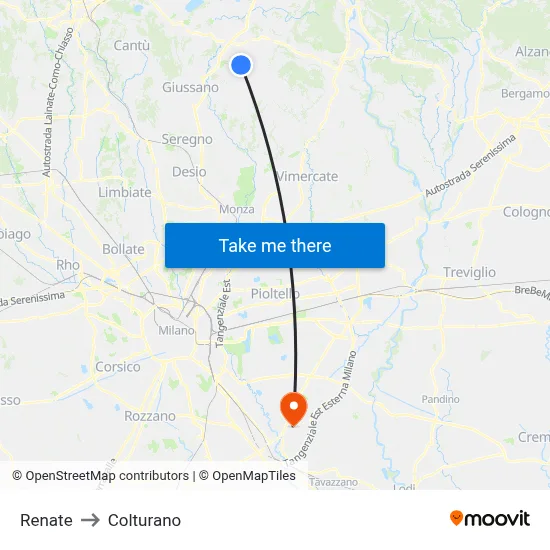 Renate to Colturano map