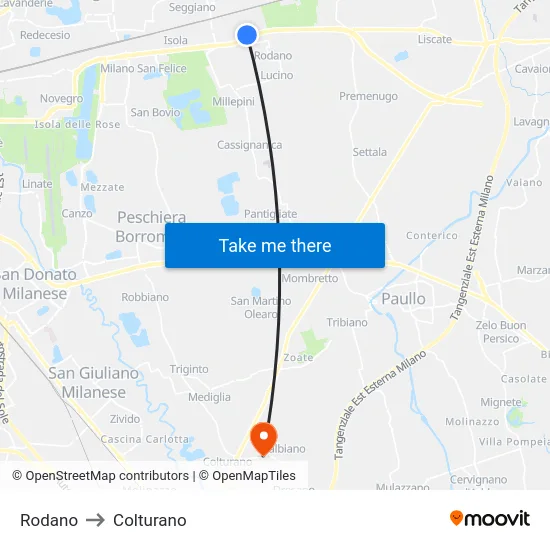 Rodano to Colturano map