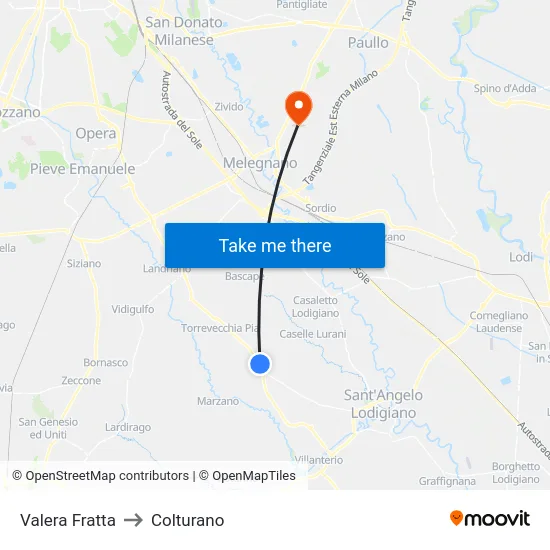 Valera Fratta to Colturano map