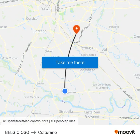 Belgioioso to Colturano map