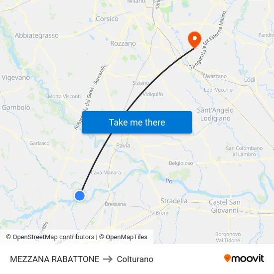 Mezzana Rabattone to Colturano map