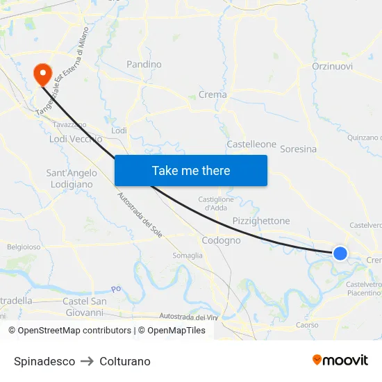 Spinadesco to Colturano map