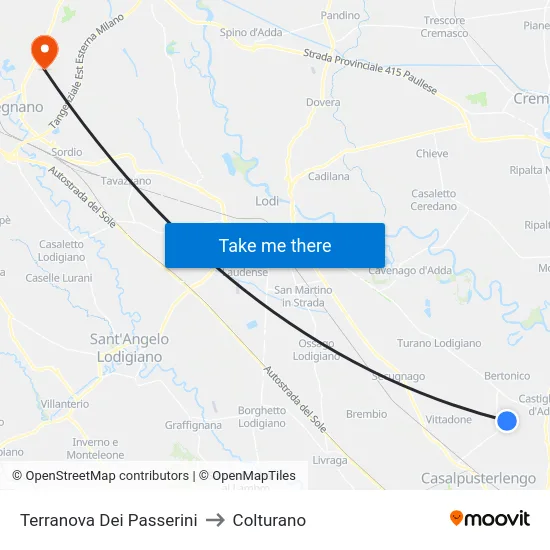 Terranova Dei Passerini to Colturano map