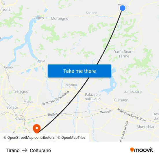 Tirano to Colturano map