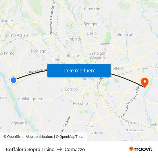Boffalora Sopra Ticino to Comazzo map