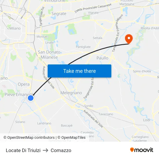 Locate di Triulzi to Comazzo map