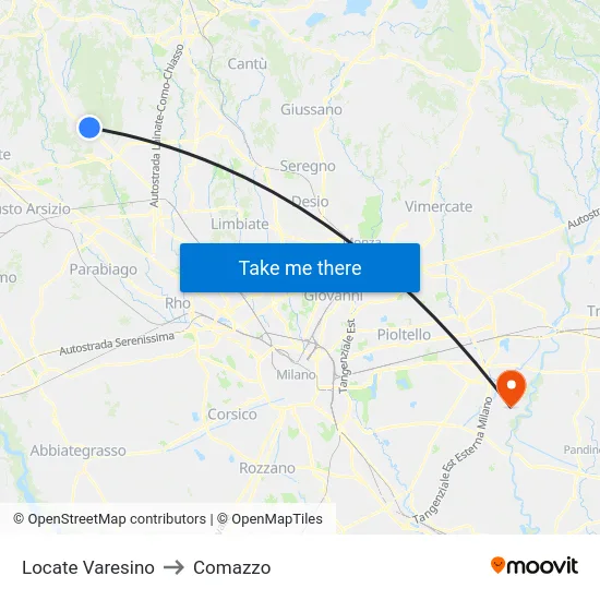 Locate Varesino to Comazzo map