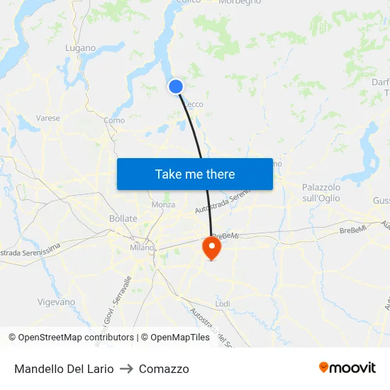 Mandello Del Lario to Comazzo map