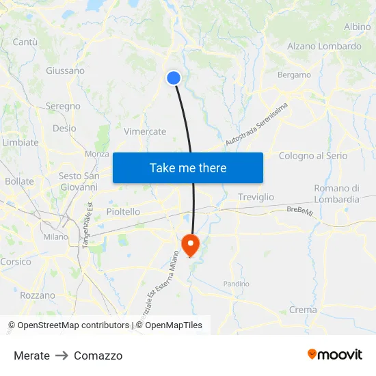 Merate to Comazzo map
