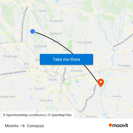 Misinto to Comazzo map