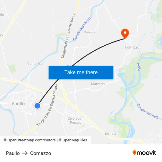 Paullo to Comazzo map