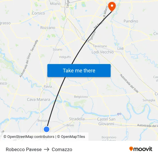 Robecco Pavese to Comazzo map