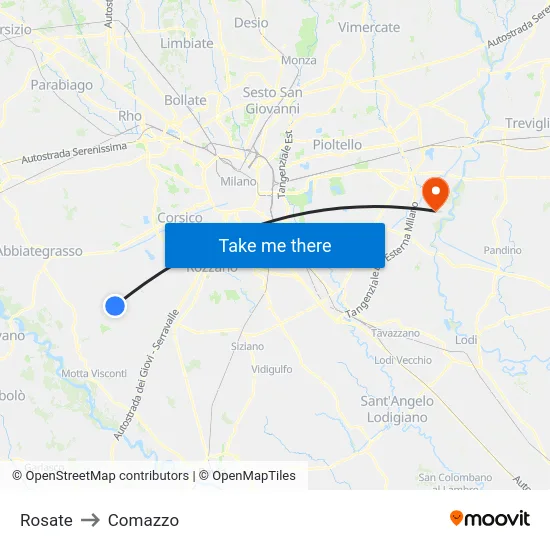 Rosate to Comazzo map