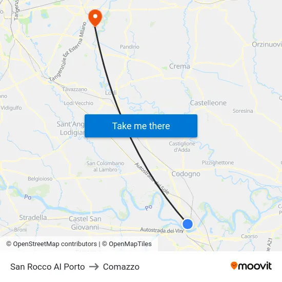 San Rocco Al Porto to Comazzo map
