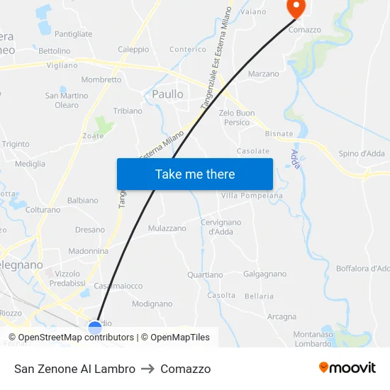 San Zenone Al Lambro to Comazzo map