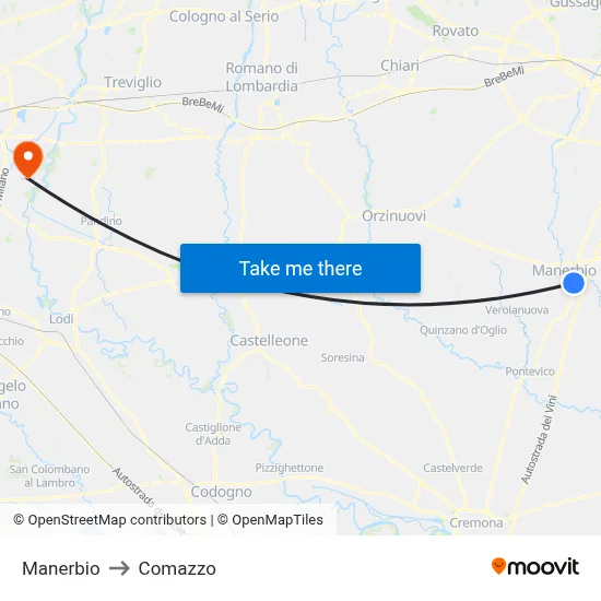 Manerbio to Comazzo map