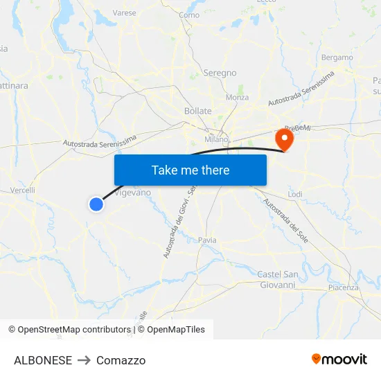 ALBONESE to Comazzo map