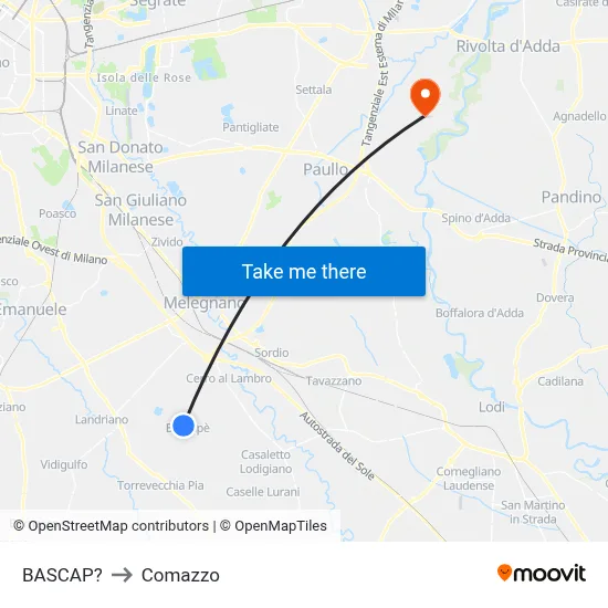 Bascap to Comazzo map