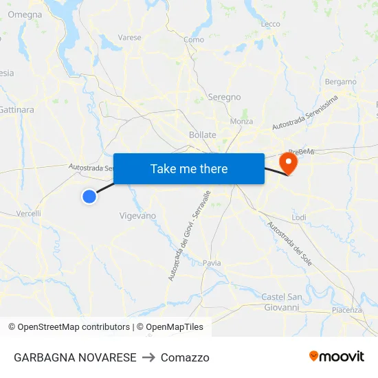 Garbagna Novarese to Comazzo map