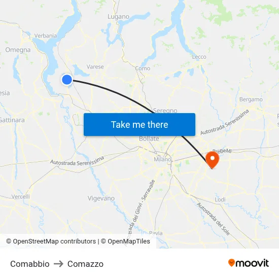 Comabbio to Comazzo map