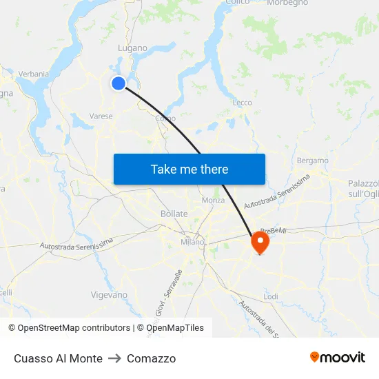 Cuasso Al Monte to Comazzo map