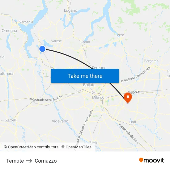 Ternate to Comazzo map