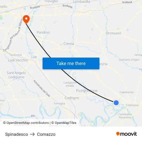 Spinadesco to Comazzo map
